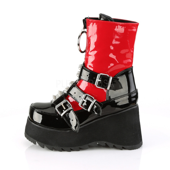 Gothic Punk Patent Platform Spike Mid Calf Boots - Picture 3 of 5